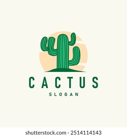 Cactus logo vector desert green plant design elegant style symbol Icon Illustration