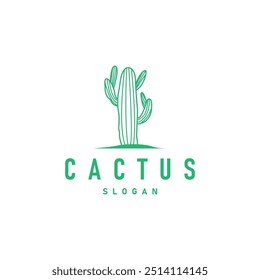 Cactus logo vector desert green plant design elegant style symbol Icon Illustration