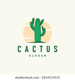 Cactus logotipo vetor deserto verde planta design elegante símbolo Ícone Ilustração