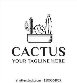 cactus logo vector graphic line