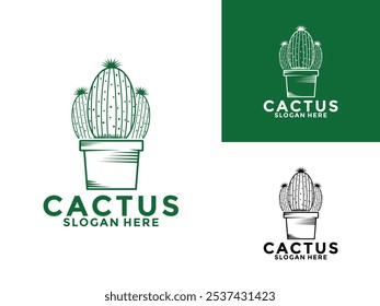 Cactus logo vector, Cactus Hipster elegant logo design Icon Illustration, Cactus vintage logo vector template