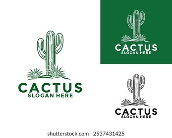 Vetor de logotipo de Cactus, Cactus Hipster design de logotipo elegante Icon Illustration, Cactus vintage logotipo vetor modelo