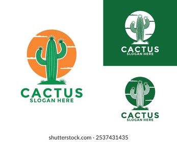 Cactus logo vector, Cactus Hipster elegant logo design Icon Illustration, Cactus vintage logo vector template