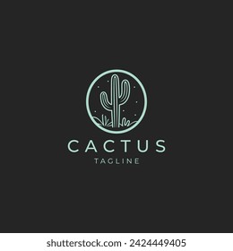 Plantilla de diseño de icono de vector de logotipo de cactus