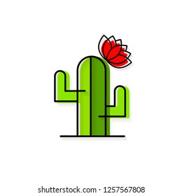 Cactus logo. Vector illustration on white background