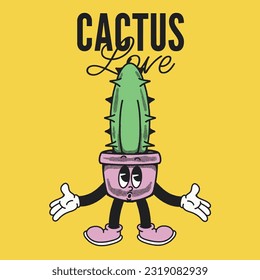 Cactus Love With Cactus Groovy Character Design