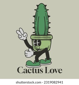 Cactus Love With Cactus Groovy Character Design