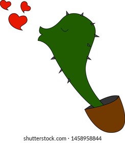 Cactus in love, illustration, vector on white background.