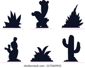 Cactus and maguey Silhouettes Premium Vectors	
