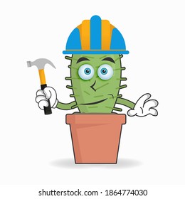 The Cactus mascot character becomes a builder. vector illustration