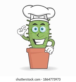 The Cactus mascot character becomes a chef. vector illustration