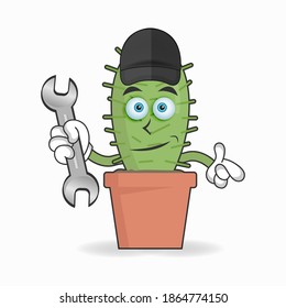 The Cactus mascot character becomes a mechanic. vector illustration