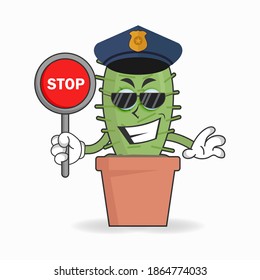 The Cactus mascot character becomes a policeman. vector illustration