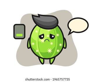 Cactus mascot character doing a tired gesture, cute style design for t shirt, sticker, logo element