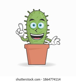 Cactus mascot personaje con expresión de sonrisa. ilustración vectorial