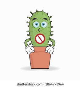 The Cactus mascot character with a speechless expression. vector illustration