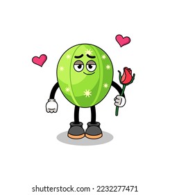 cactus mascot falling in love , character design