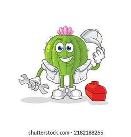 the cactus mechanic cartoon. cartoon mascot vector