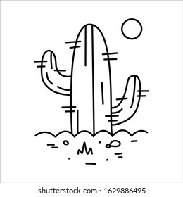 Cactus mexican desert logo or badge or print for clothing t-shirt, illustration for postcards, brands