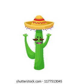 cactus in a mexican hat vector illustration