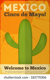 Cactus. Mexican Posters in Retro Style. Cinco de Mayo. Vector Illustration.