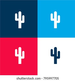 Cactus of Mexico four color material and minimal icon logo set in red and blue