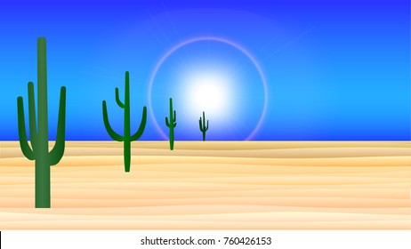 Cactus in the middle of the desert is rising.vector illustration