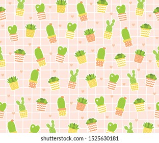 Cactus with mini heart illustration background.