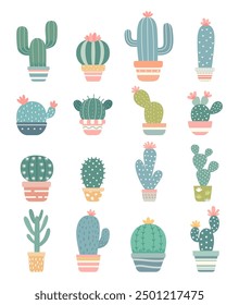 Cactus minimal color plano de dibujos animados