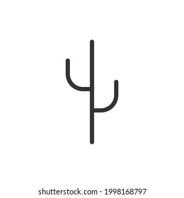 Cactus minimal line icon. Web stroke symbol design. Cactus sign isolated on a white background. Premium line icon.