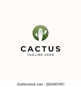 Cactus Modern Concept Logo Template Isolated in White Background