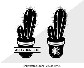 Cactus Monogram SVG Printable Vector Illustration