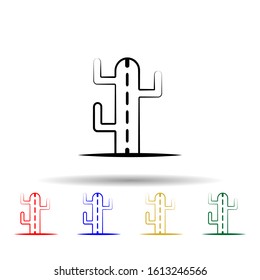 Cactus multi color style icon. Simple thin line, outline vector of dia de muertos icons for ui and ux, website or mobile application