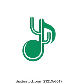 Cactus music note logo design, nature plant vector design template