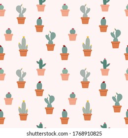 Cactus Natural Seamless Pattern Background Vector Illustration EPS10