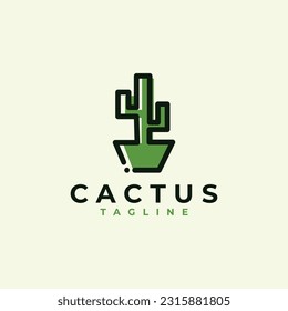 cactus nature logo design vector