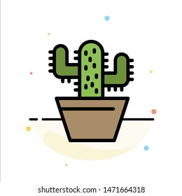 Cactus, Nature, Pot, Spring Abstract Flat Color Icon Template