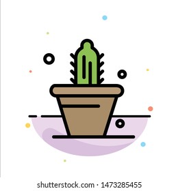 Cactus, Nature, Pot, Spring Abstract Flat Color Icon Template