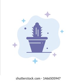 Cactus, Nature, Pot, Spring Blue Icon on Abstract Cloud Background. Vector Icon Template background