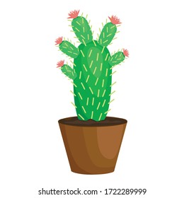 Cactus needles flower pot icon. Cartoon of cactus needles flower pot vector icon for web design isolated on white background