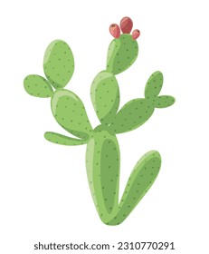 Cactus Nopal isolated on white background. Simple cartoon  vector illustration.