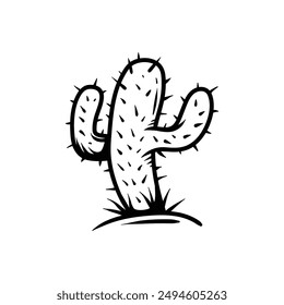 cactus nopal line art style sketch classic vintage design illustration