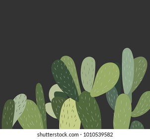 cactus on black background