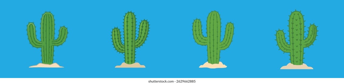 Cactus on Blue Background – Cute Desert Plant Illustration