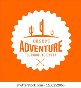 Cactus on the desert  vector illustration isolated in orange background. Suit for company logo, community badges, marketing materials, tourism logo and promotional elements