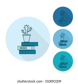 Cactus on Folders. Business and Finance, Single Flat Icon. Simple and Minimalistic Style. Vector