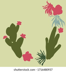 El cactus en el fondo verde