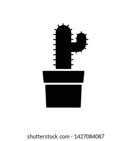 Cactus on pot icon in trendy flat style isolated on white background. Symbol for your web site design, logo, app, UI. Vector illustration, EPS