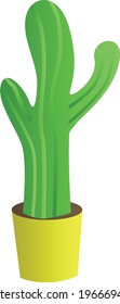 Cactus on pot Icon, Yellow pot