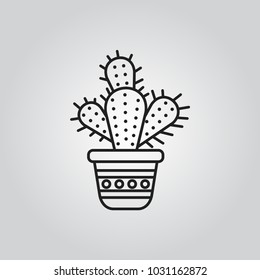 cactus on pot vector icon